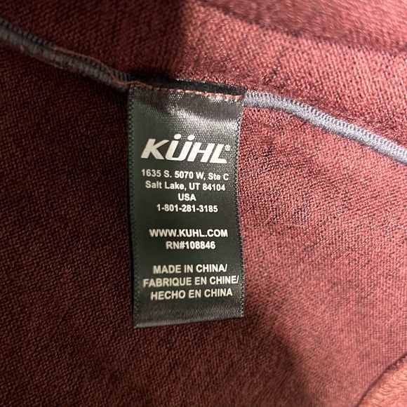 Kuhl 1/4 Zip lightweight Pullover Sweater burgundy red and Gray Sz XXL - Picture 4 of 8
